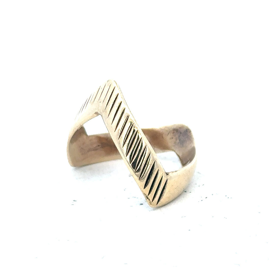 9ct yellow gold ring size L1/2 with smooth band, unbranded, shown on a plain background.