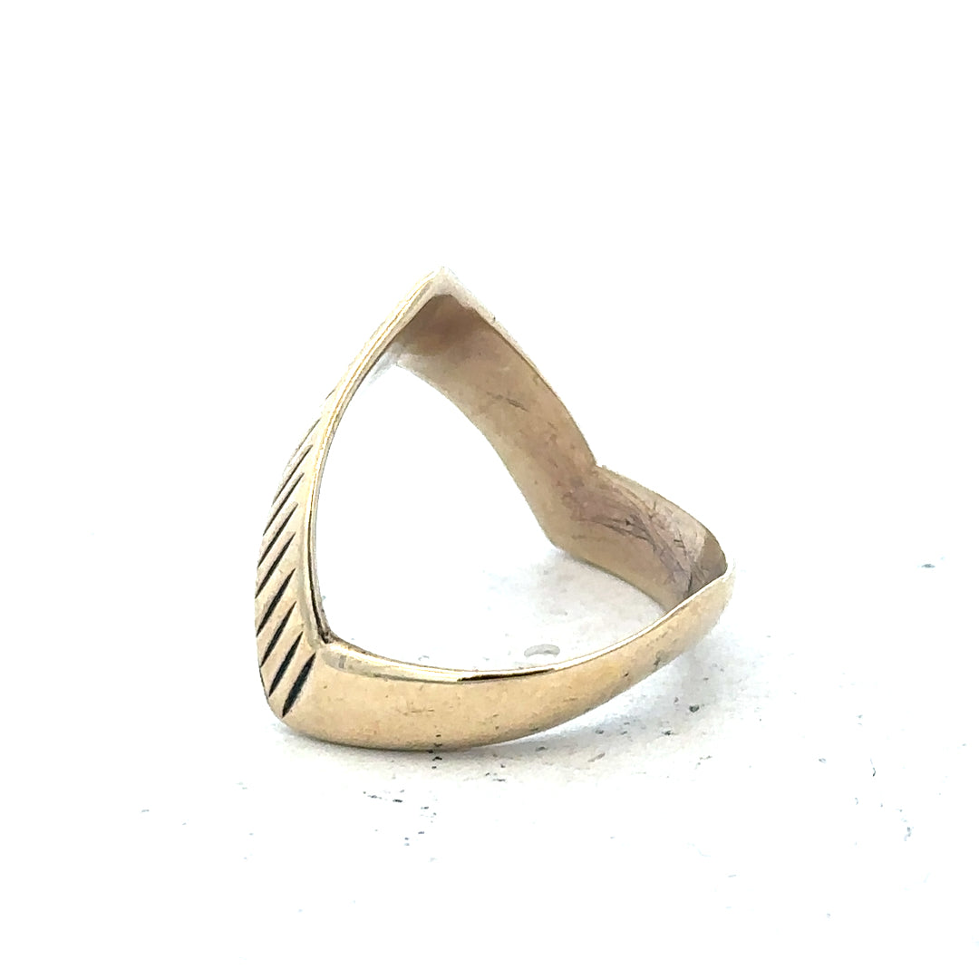 9ct yellow gold ring size L1/2 with smooth band, unbranded, showcasing a classic style in close-up.