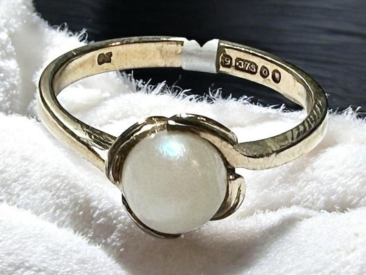 9ct yellow gold ring in size L1/2 with a smooth band, unbranded, shown on a plain background.