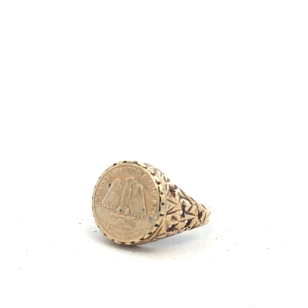 9ct yellow gold ring size L1/2, unbranded gold ring with a smooth band, shown in a close-up image.