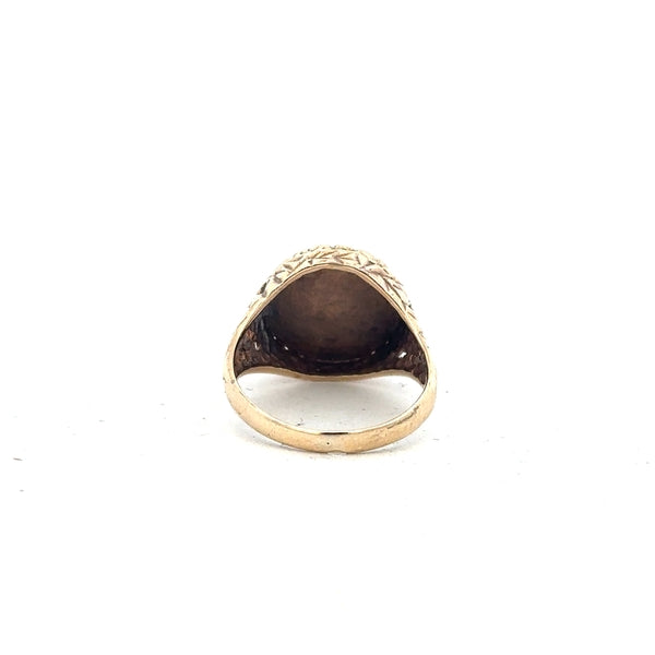 9ct yellow gold ring in size L1/2, showcasing a smooth polished band with a classic design.