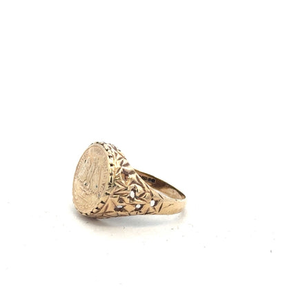 9ct yellow gold ring size L 1/2, unbranded, featuring a smooth band and classic design, visible in the image.