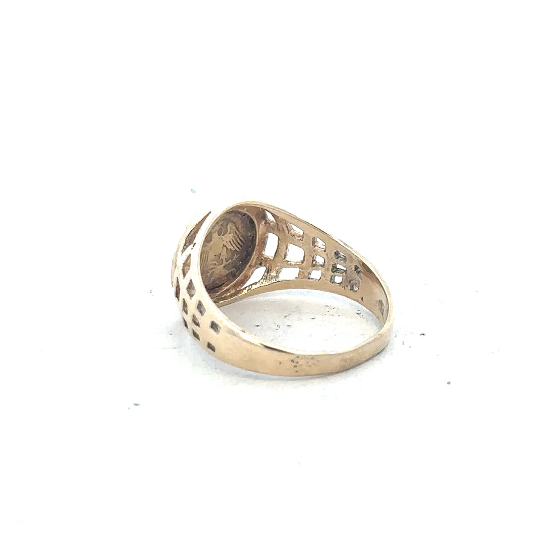 9ct yellow gold ring size M 1/2 with a smooth band, unbranded, showcasing its elegant design and polished finish.