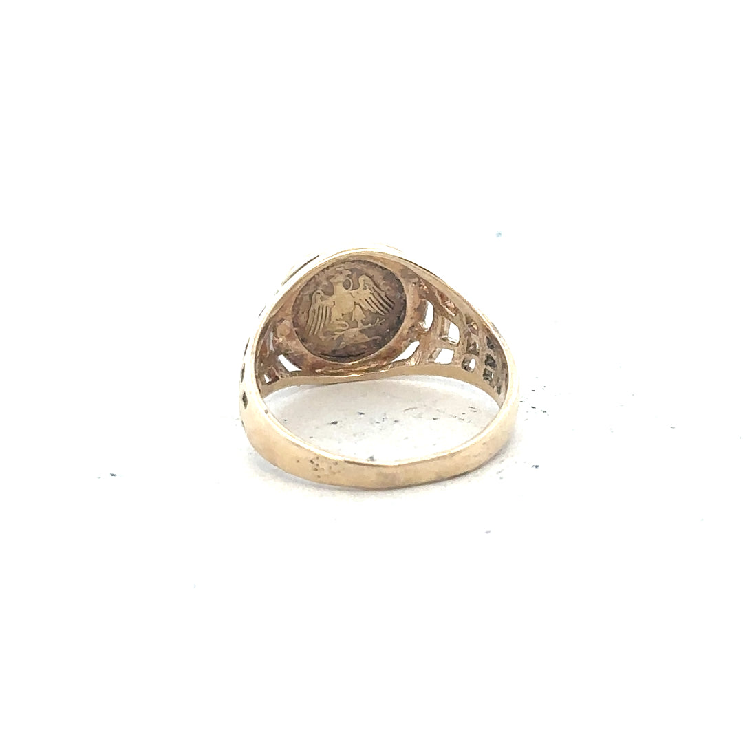 9ct yellow gold ring in size M 1/2, unbranded, featuring a smooth band design displayed on a plain background.