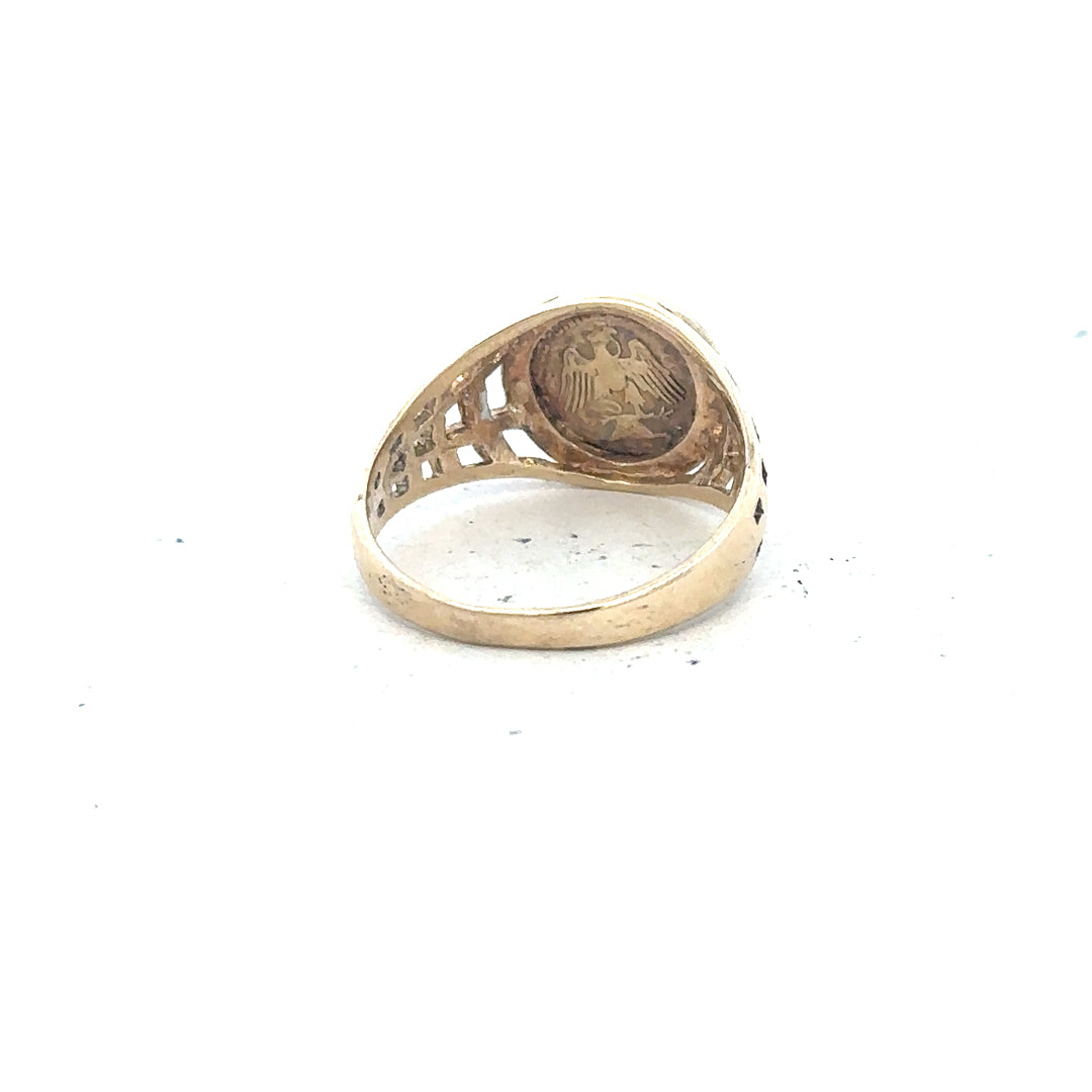 9ct yellow gold ring in size M 1/2 with a smooth band, unbranded, showcasing classic gold jewelry design.