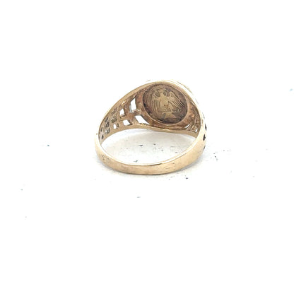 9ct yellow gold ring in size M 1/2 with a smooth band, unbranded, showcasing classic gold jewelry design.