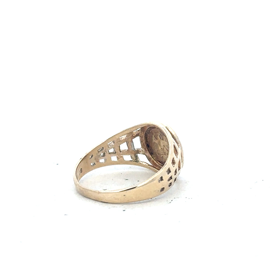 9ct yellow gold ring size M 1/2 with a smooth band, unbranded, showcasing a classic gold ring design.