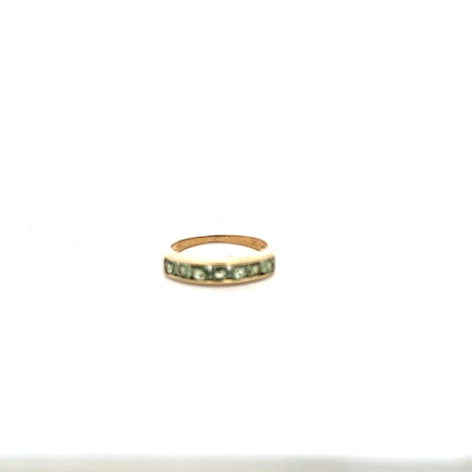 9ct yellow gold ring in size M, unbranded, with a smooth band and polished finish, displayed against a neutral background.