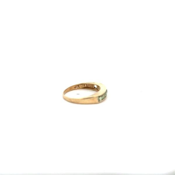 9ct yellow gold ring size M with smooth band, unbranded jewelry piece showcasing classic gold finish and elegant design.