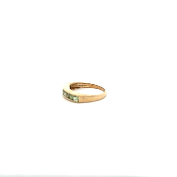 9ct yellow gold ring in size M, unbranded, with a smooth polished finish, shown in a close-up image.