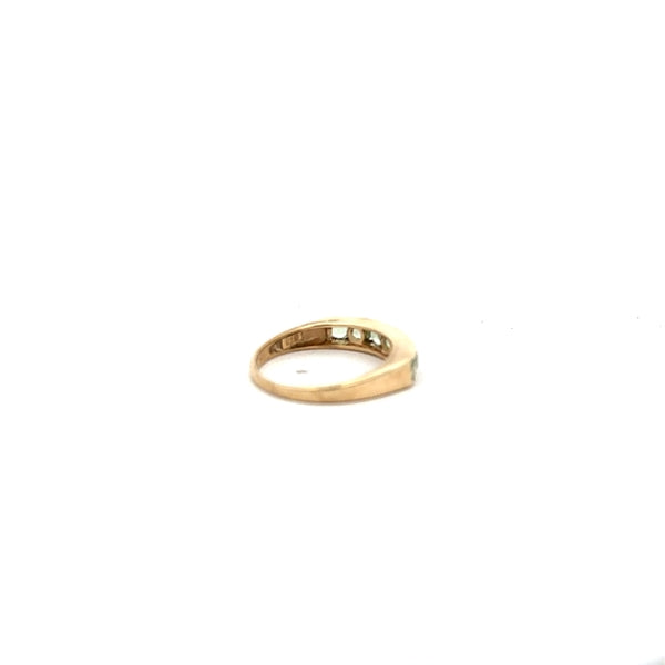 9ct yellow gold ring size M with smooth band, unbranded jewelry shown in close-up image.