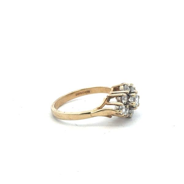 9ct yellow gold ring in size M with a smooth polished finish, unbranded jewelry displayed on a neutral background.