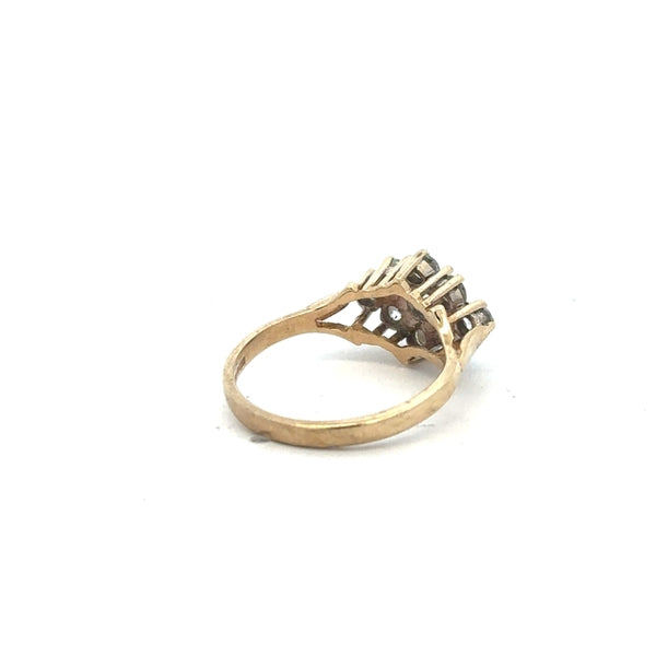 9ct yellow gold ring in size M with a smooth band, unbranded jewelry, shown from a front view with a plain background.