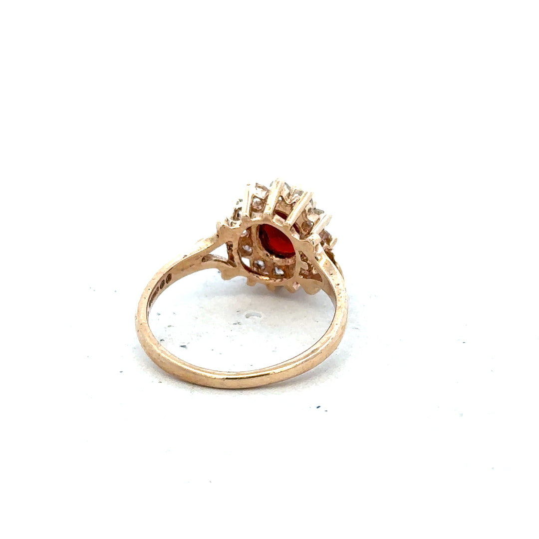 9ct yellow gold ring in size M with a smooth band, unbranded jewelry piece displayed on a plain background.