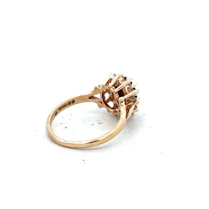 9ct yellow gold ring in size M with a smooth band, unbranded jewelry piece, shown from a front view.