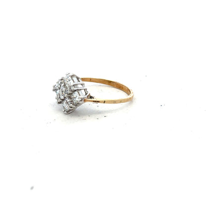 9ct yellow gold ring in size M with a smooth band, unbranded, showcasing classic jewelry craftsmanship.