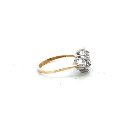 9ct yellow gold ring in size M with a smooth polished finish, unbranded jewelry displayed on a plain background.