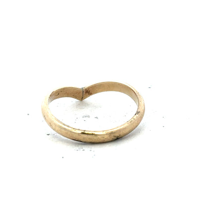 9ct yellow gold ring in size M with a smooth polished finish, unbranded jewelry displayed on a neutral background.