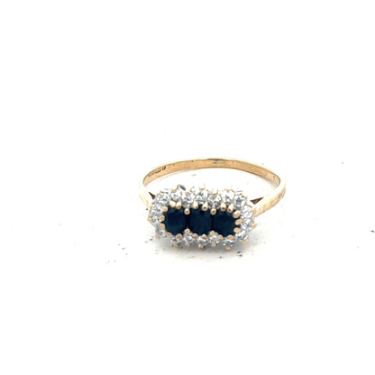 9ct yellow gold ring in size M with a smooth band, unbranded, shown in close-up on a white background.