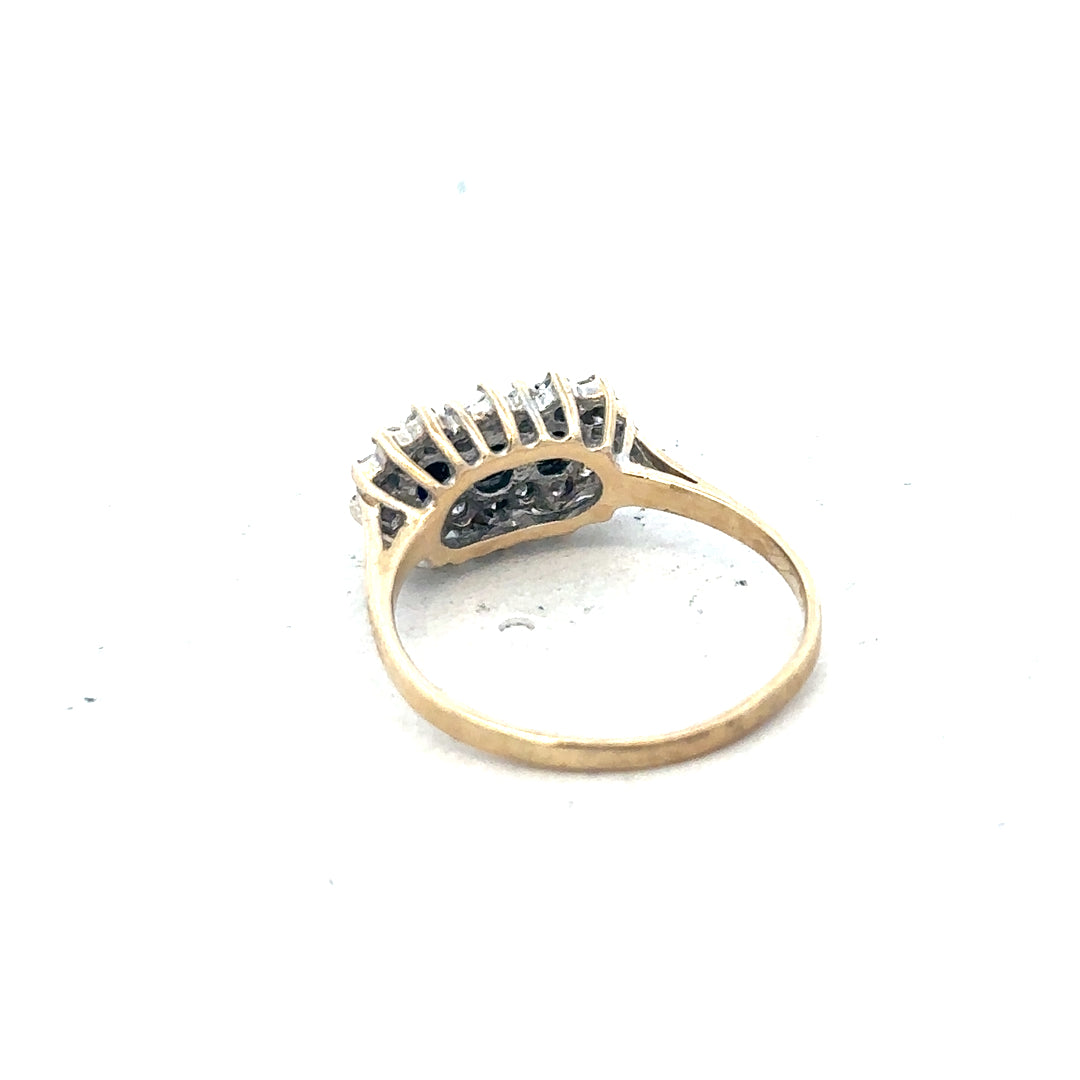 Yellow gold ring in size M, unbranded 9-carat gold jewelry with a simple, elegant design, shown on a plain background.
