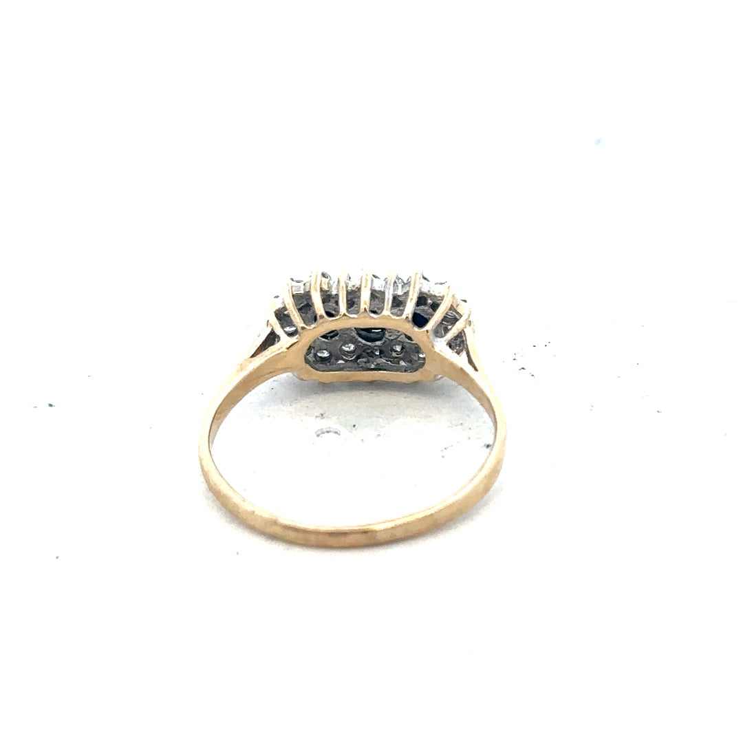 9ct yellow gold ring in size M with a smooth polished finish, unbranded.