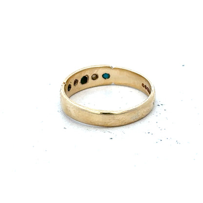 9ct yellow gold ring in size M, featuring a simple band design, unbranded jewelry piece for elegant everyday wear.