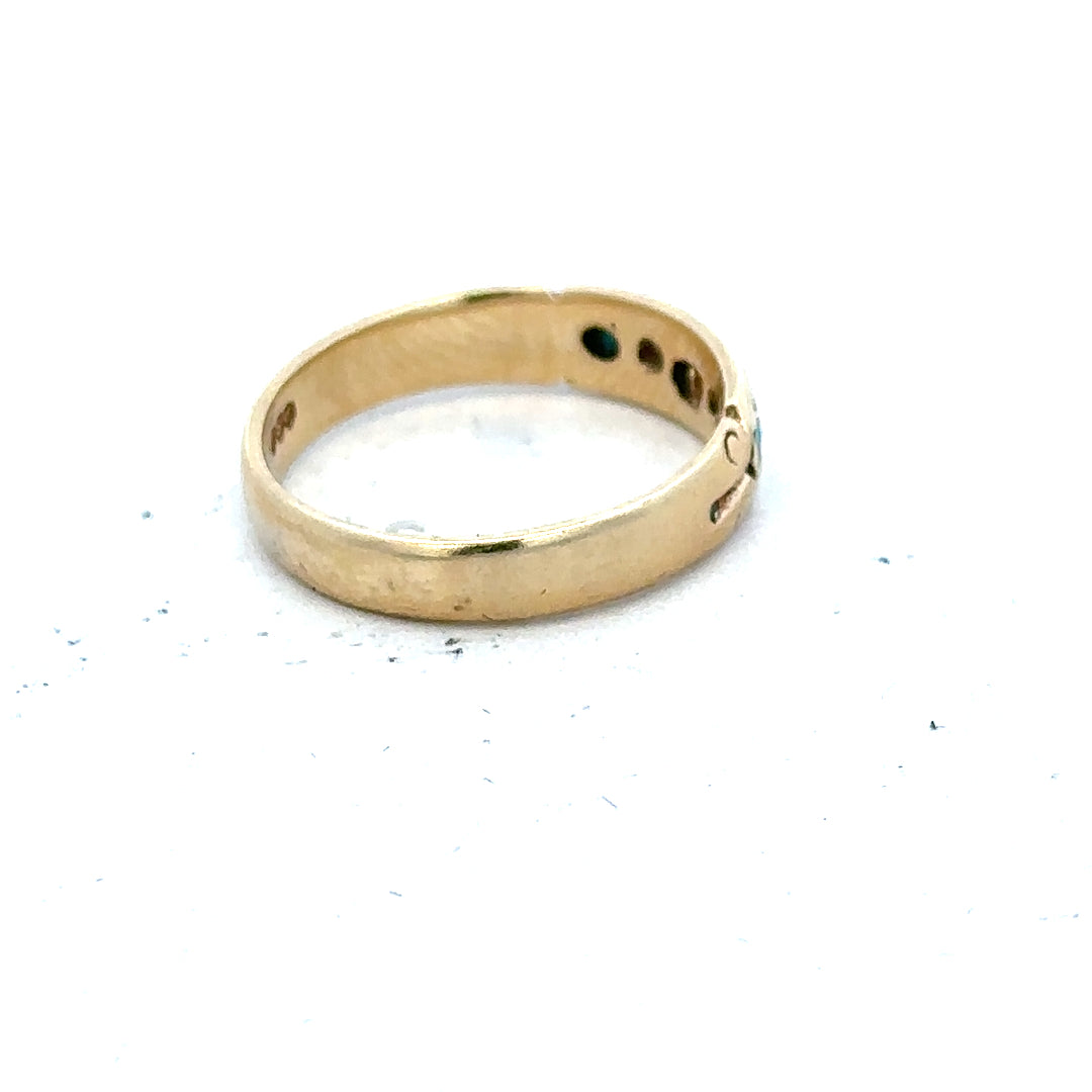9ct yellow gold ring in size M with a smooth band, unbranded, showcasing a classic and elegant jewelry design.