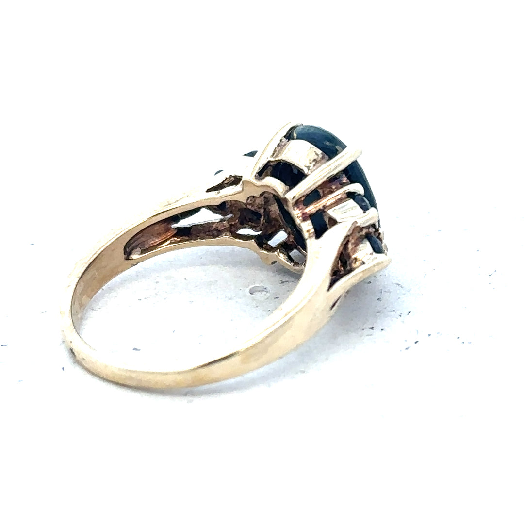 Yellow gold ring in size M1/2, unbranded 9 carat gold jewelry, close-up view showcasing the smooth band and polished finish.