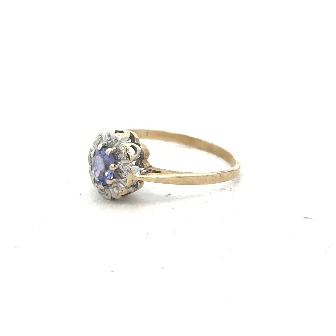9ct yellow gold ring size M1/2 with a smooth polished band, unbranded, displayed against a neutral background.
