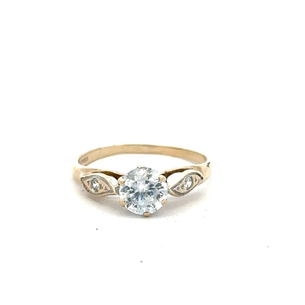 9ct yellow gold ring size M 1/2, unbranded jewelry with a smooth band, visible in a close-up image.