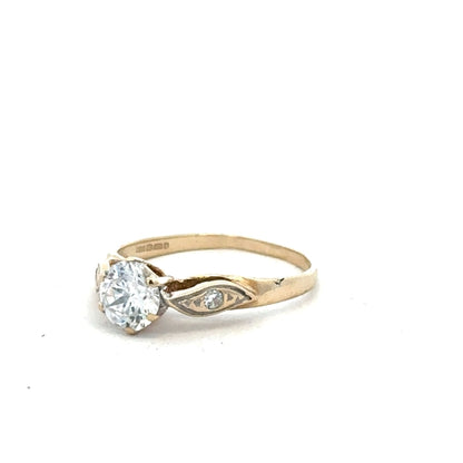 9ct yellow gold ring in size M1/2 with a smooth band, unbranded, shown on a plain background.