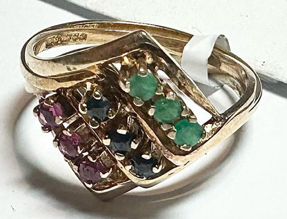 9ct yellow gold ring in size N, unbranded jewelry with a smooth polished band, shown on a white background