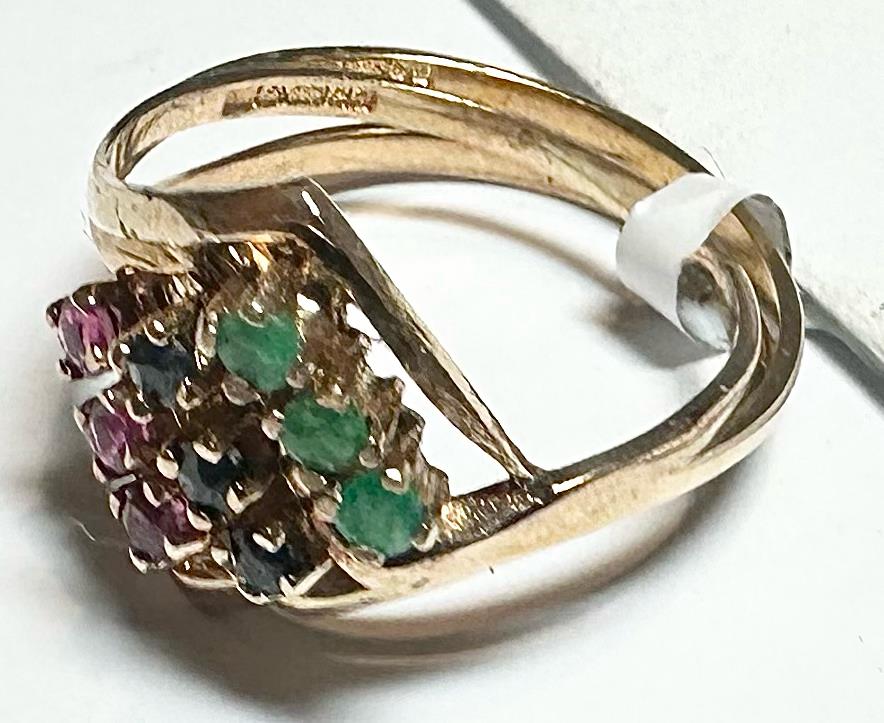 9ct yellow gold ring size N with smooth band, unbranded jewelry piece displayed on a plain background.