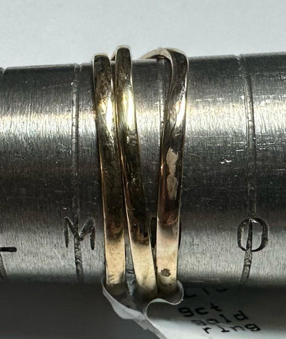 9ct yellow gold ring in size N with a polished finish, unbranded, displayed against a neutral background.