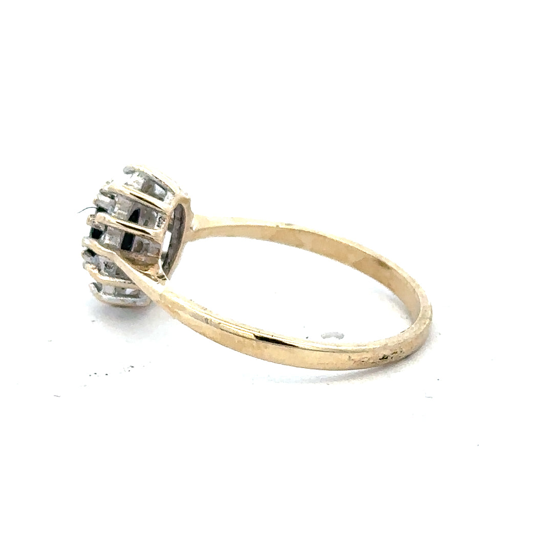 9ct yellow gold ring in size N with a smooth band, unbranded, shown on a plain background.