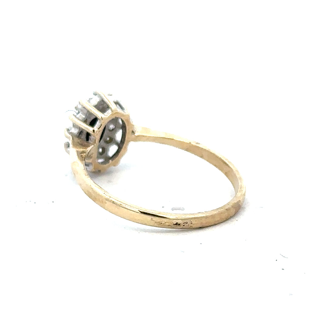 9ct yellow gold ring in size N with a smooth band, featuring a polished finish and elegant design.