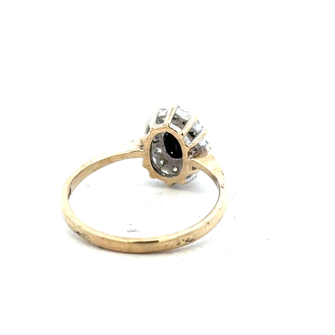 9ct yellow gold ring in size N, unbranded, featuring a smooth polished band and classic design.