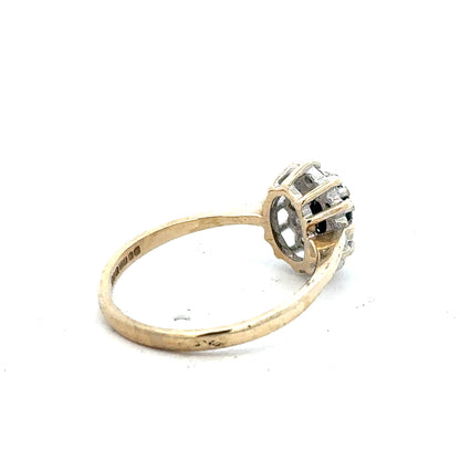 9ct yellow gold ring in size N with a smooth band, unbranded jewelry, displayed on a neutral background.