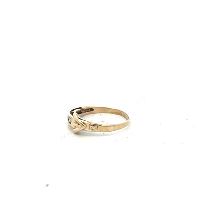 9ct yellow gold ring in size N, unbranded, showcasing a smooth polished band design.
