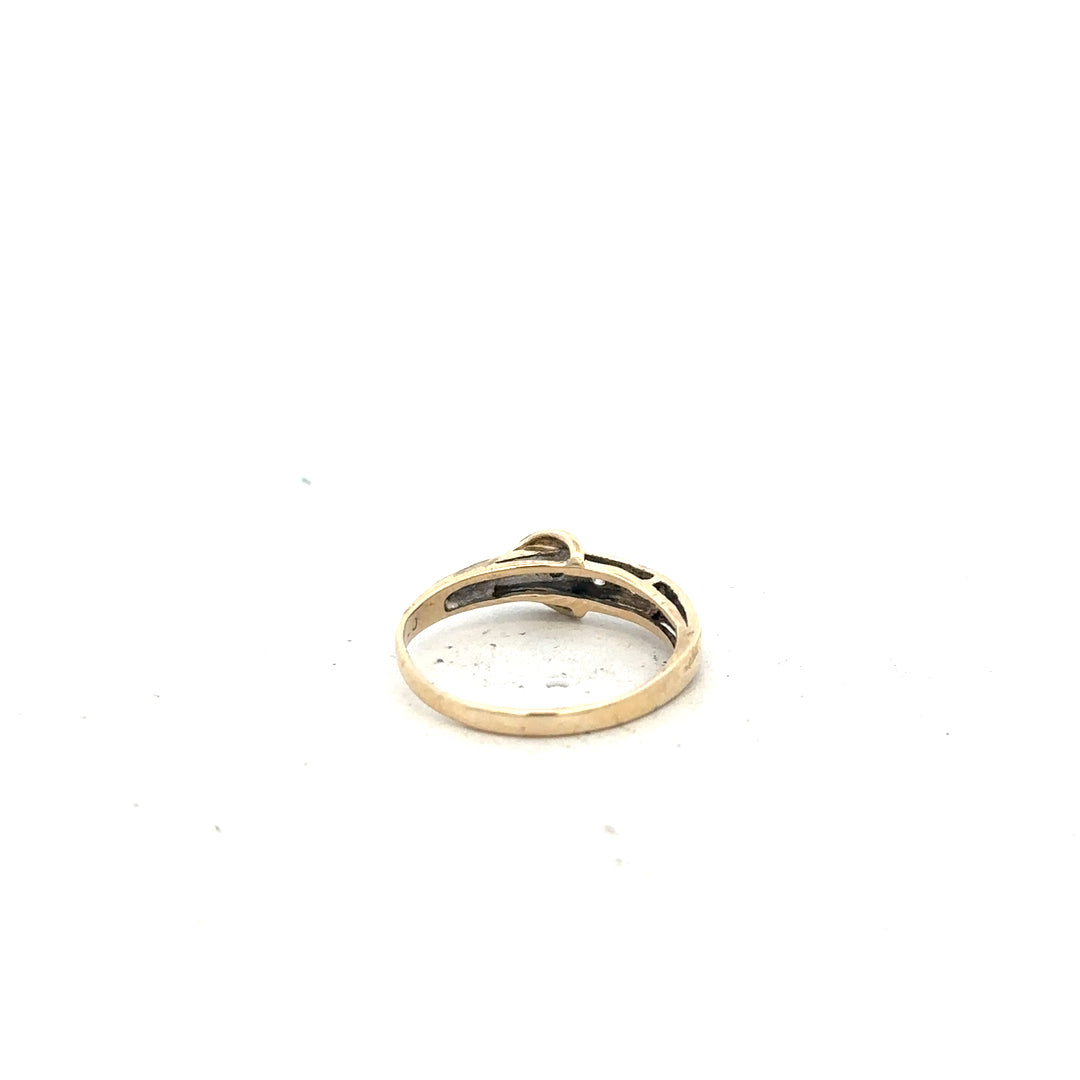 9ct yellow gold ring in size N, unbranded, with a smooth polished band, shown on a plain white background.
