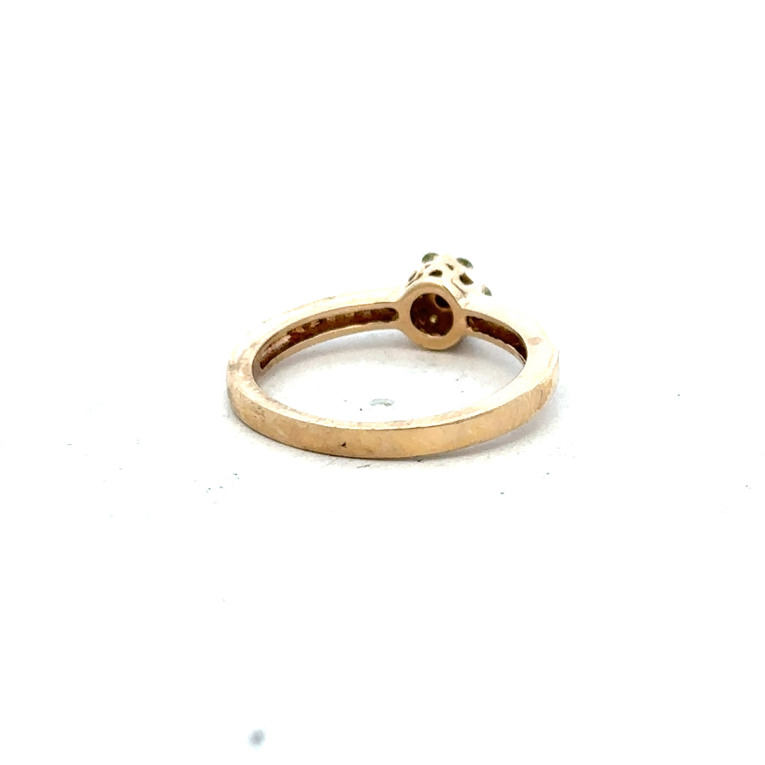 9ct yellow gold ring size N with smooth band, unbranded jewelry piece displayed on a neutral background.