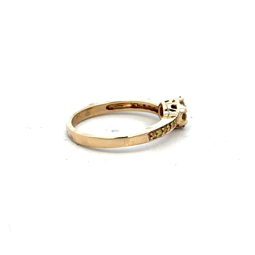 9ct yellow gold ring in size N with a smooth band, unbranded jewelry piece displayed on a plain background.