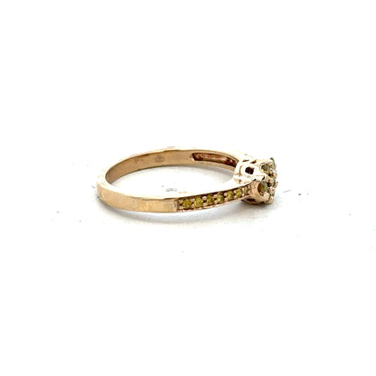 9ct yellow gold ring in size N, unbranded jewelry with a smooth polished band, shown in a close-up image.