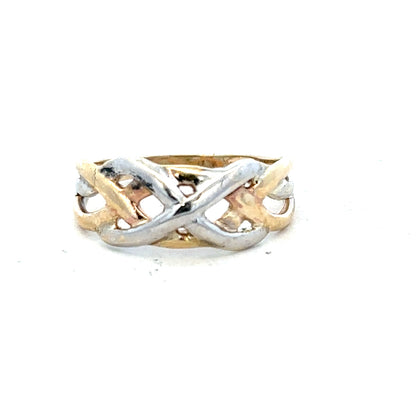 9ct yellow gold ring in size N with a smooth band, unbranded, shown on a plain background.