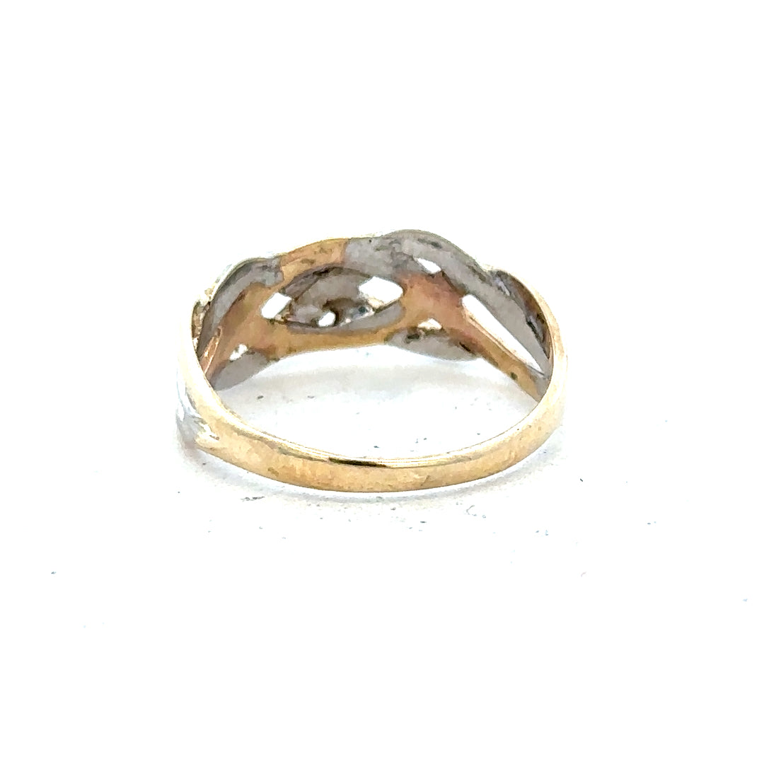 9ct yellow gold ring in size N with a smooth band, unbranded, showcasing a shiny polished finish.