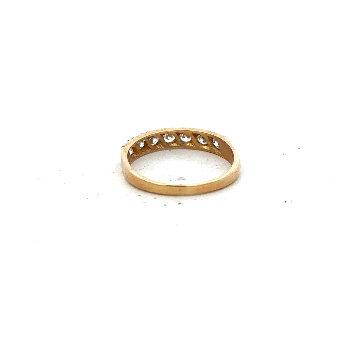 9ct yellow gold ring in size N, unbranded, showcasing a smooth, polished band with a classic design.