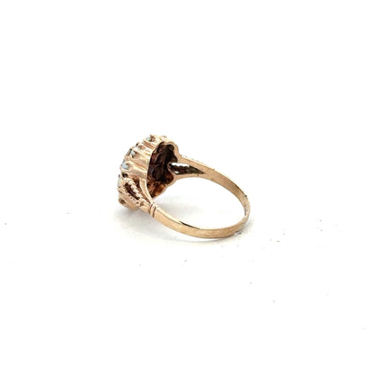 9ct yellow gold ring size N 1/2 with a smooth band, unbranded jewelry, shown on a plain background.