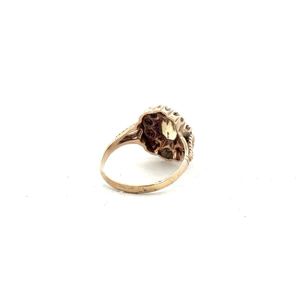 9ct yellow gold ring in size N 1/2, unbranded jewelry with a smooth band, shown in a close-up image.