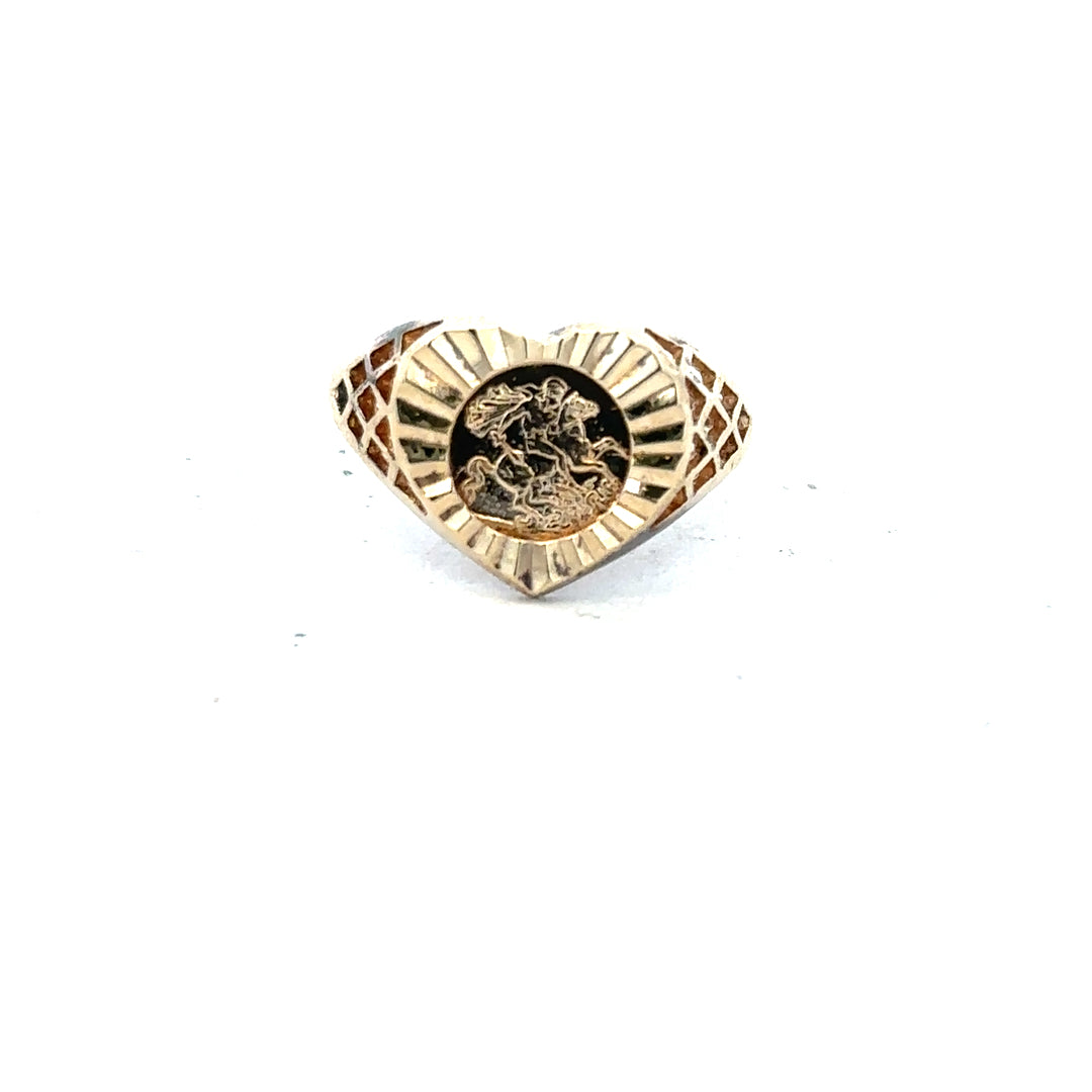 9ct yellow gold ring size N1/2 with a smooth polished finish, unbranded, shown on a plain background.