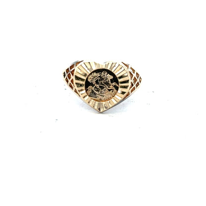 9ct yellow gold ring size N1/2 with a smooth polished finish, unbranded, shown on a plain background.
